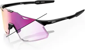 100% Hypercraft Sunglasses - Gloss Black; Photochromic Purple Mirror