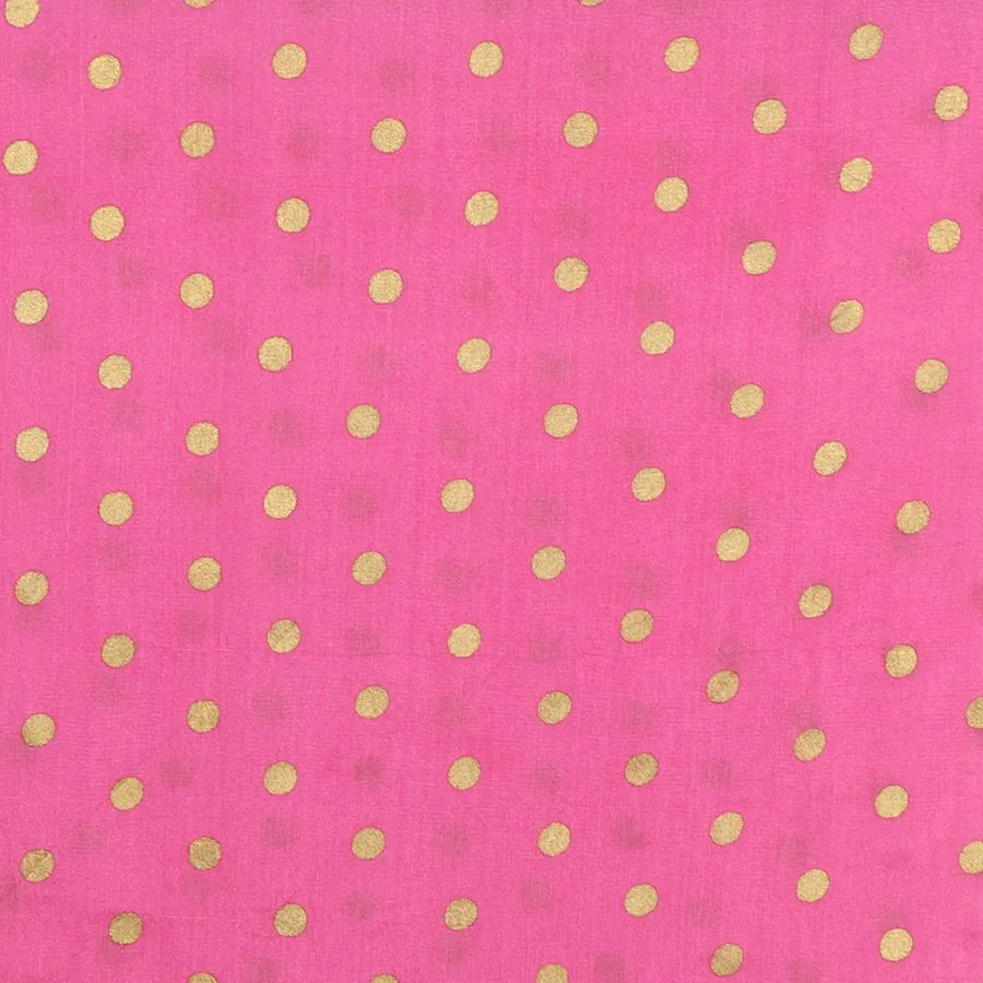 100% Silk Pink & Metallic Gold Scarf