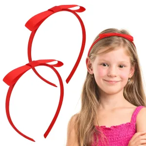 2 Pieces Red Ribbon Headband, Soft Cloth Red Hair Bow Headband, Fashionable Knot Hairband Hair Accessories for Women and Girls, Ideal for Birthday Halloween Costume Party, Daily Decor (Red)