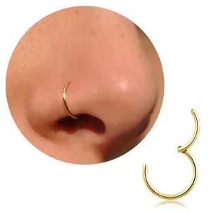 20G 18G 16G Titanium Nose Ring Hoop, Cartilage Hoop Earrings for Women Men Silver Gold Nose Ring Septum Ring Tragus Conch Helix Daith Lip Piercing Jewelry 6mm/7mm/8mm/9mm/10mm (Gold-20g, 7mm)