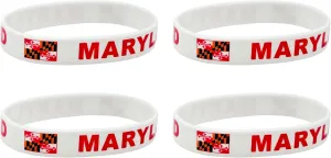 4 Pcs Maryland State Flag Rubber Bracelets,State Flag Silicone Bracelet, Rubber Wristbands Patriotic Decorations Gift.