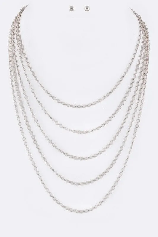 5 Layered Chains Necklace Set