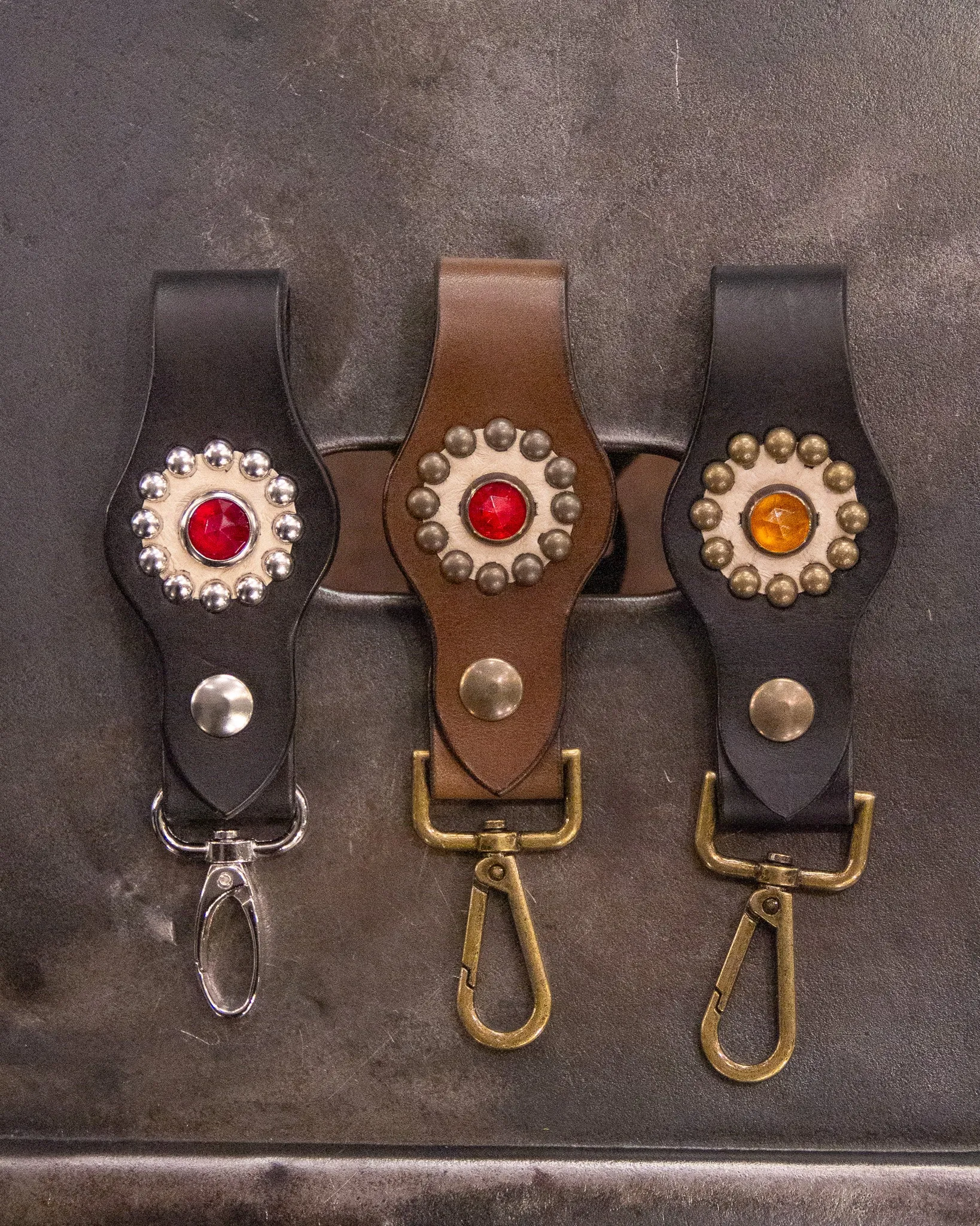 Bandit Golden Belts, Jewelled Keychain, Black/ Brass