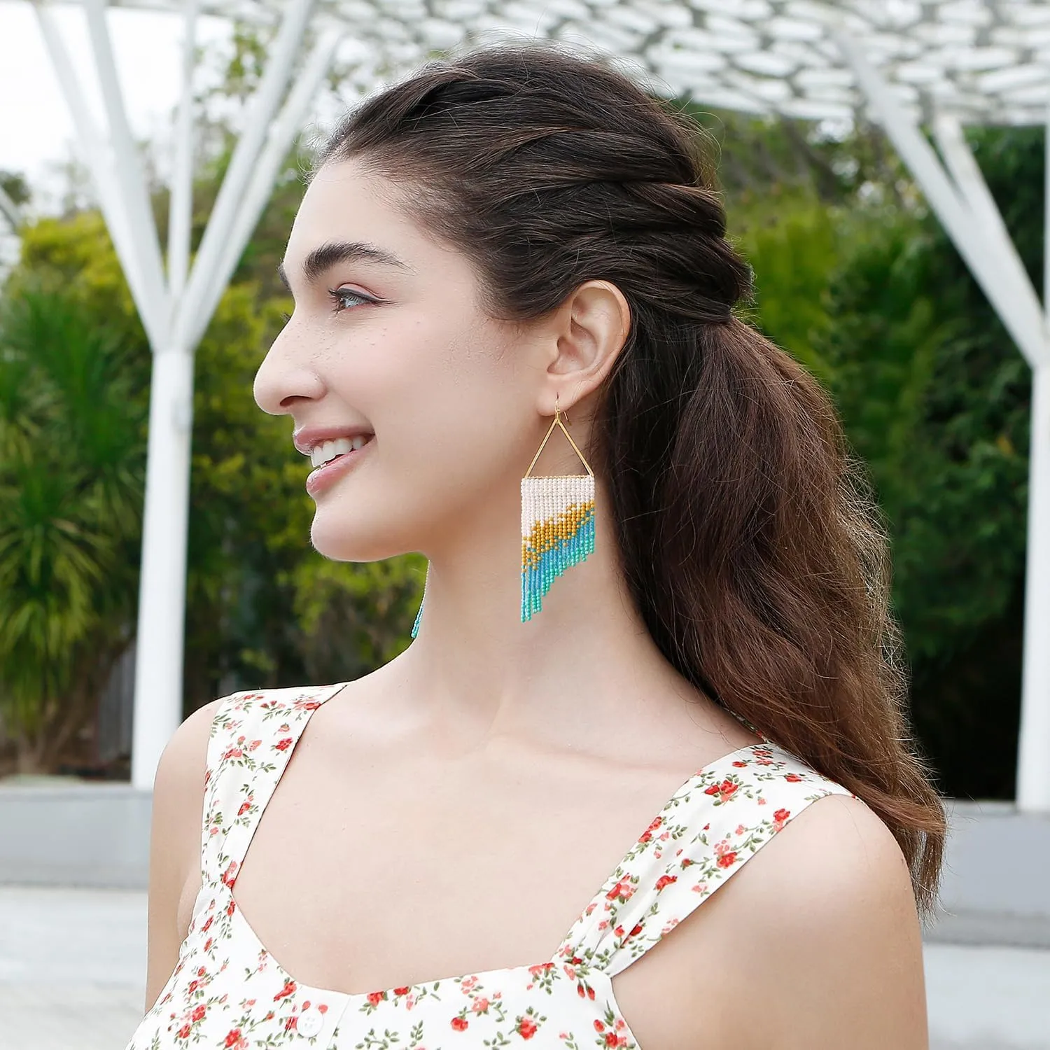Boho Tassel Earrings - Handmade Seed Bead ear hooks boho earrings for women