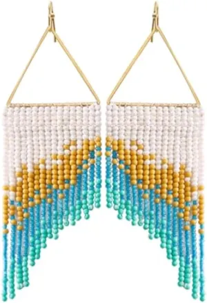 Boho Tassel Earrings - Handmade Seed Bead ear hooks boho earrings for women