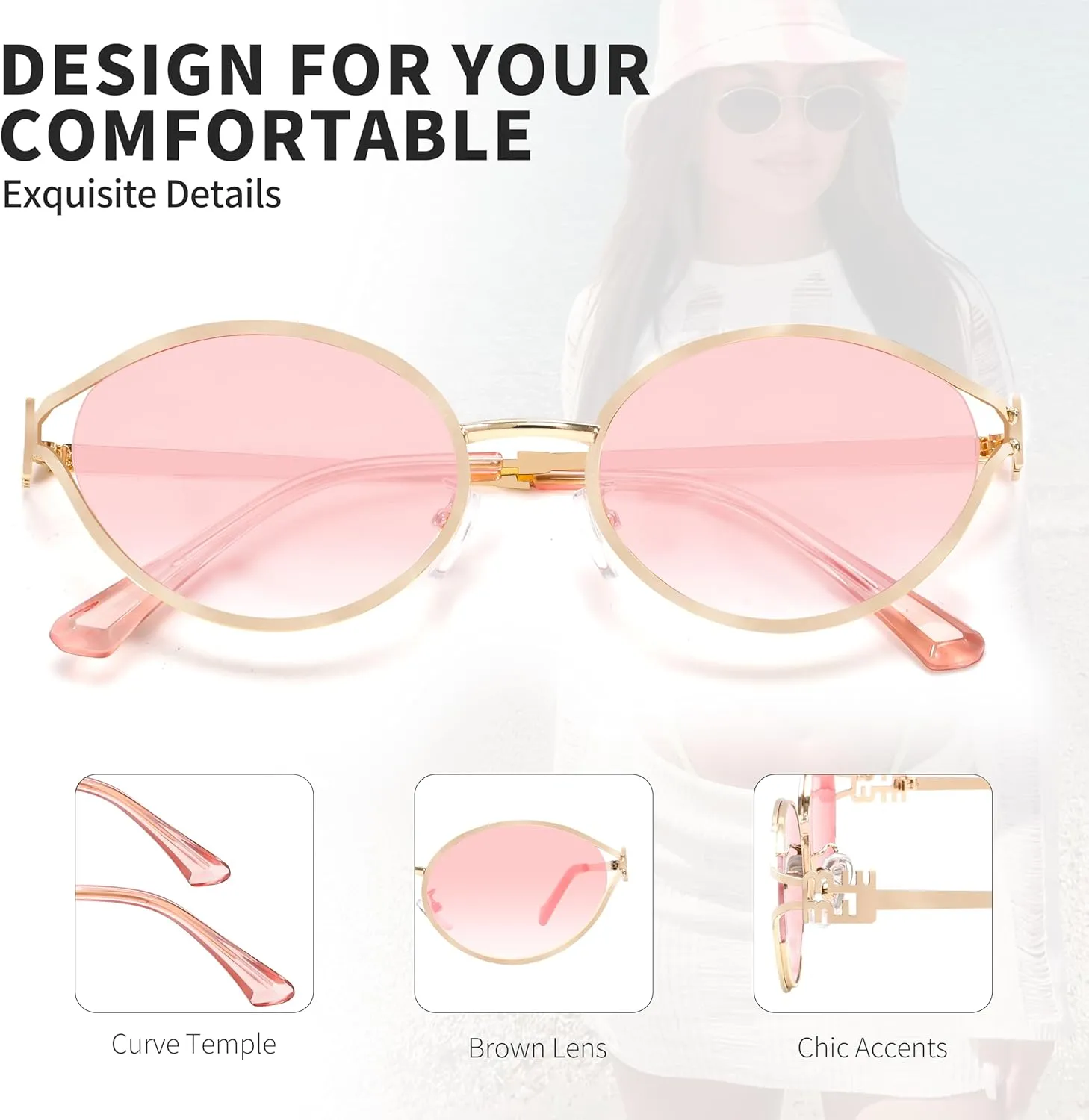 BOTEN Retro Oval Sunglasses for Women Men 2025 Trendy Small Round Sun Glasses Gold Metal Fashion Shades Cute Chic Sunnies