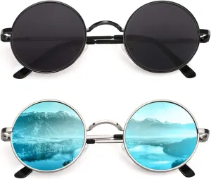 CGID Retro Round Polarized Sunglasses Mens Womens Circle Metal Hippie Shades UV400 Protection E01