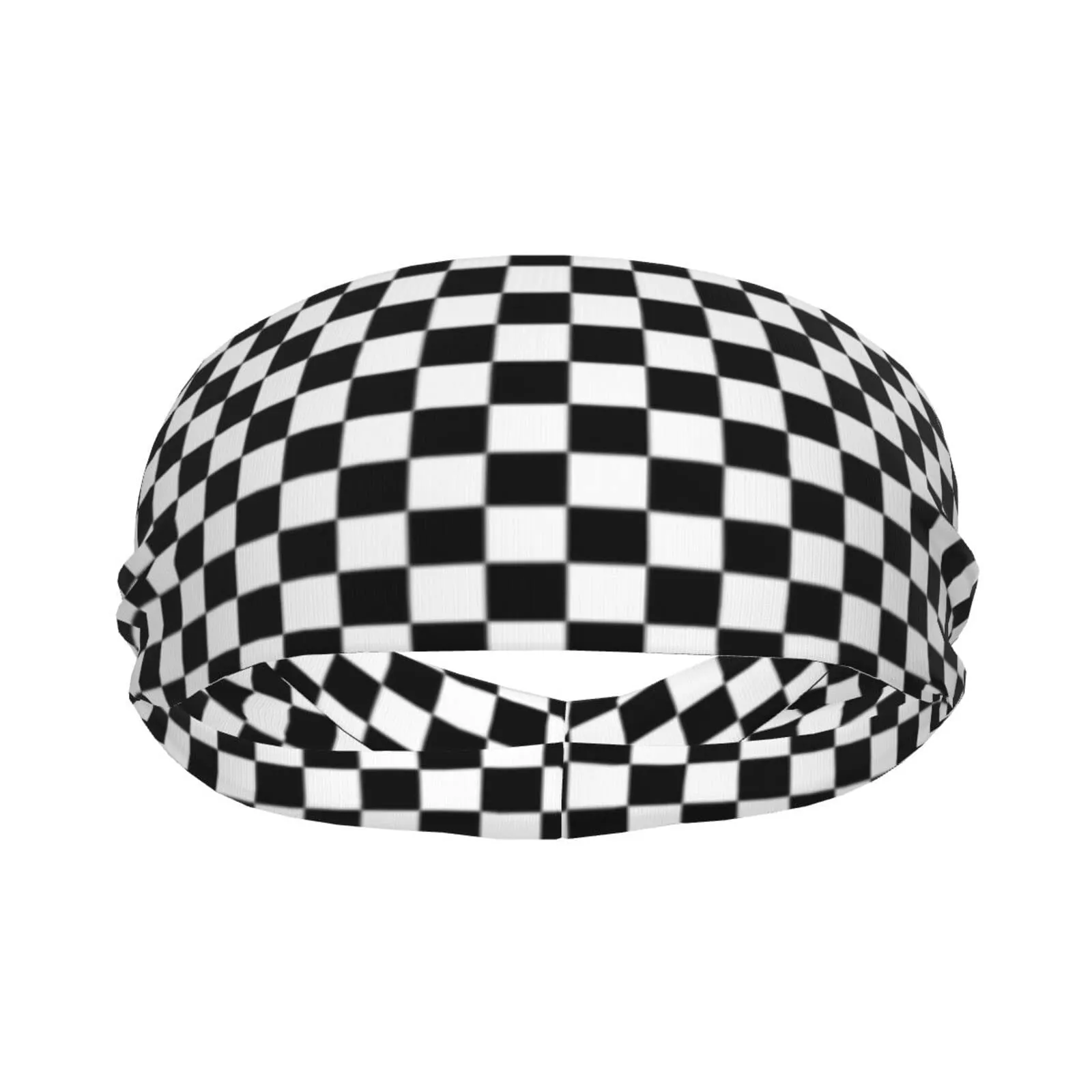 Checkerboard Black and White Plaid Headband Sports Sweatbands Unisex Mens Womens Hair Band No Slip with Moisture Wicking Yoga Workout Running