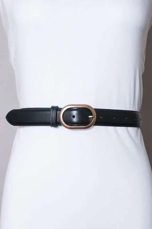 Classic Oval Buckle Belt - Black