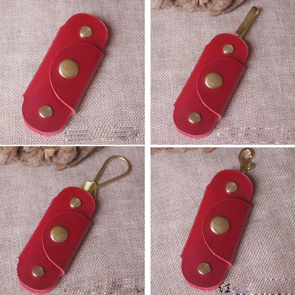 Coffee Handmade Mens Leather Keyholders Cool KeyChains Key Holders KeyRing for Men