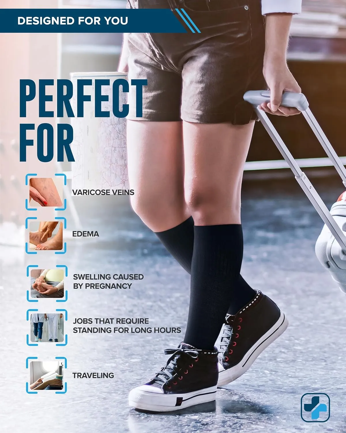 Doctor's Select 3 Pairs Plus Size Compression Socks Wide Calf | Bamboo Viscose Knee High Extra Wide Calf Compression Socks Women & Men | Black