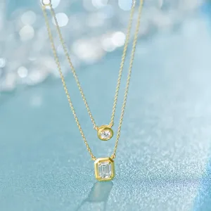 Double Layered Solitaire Necklace