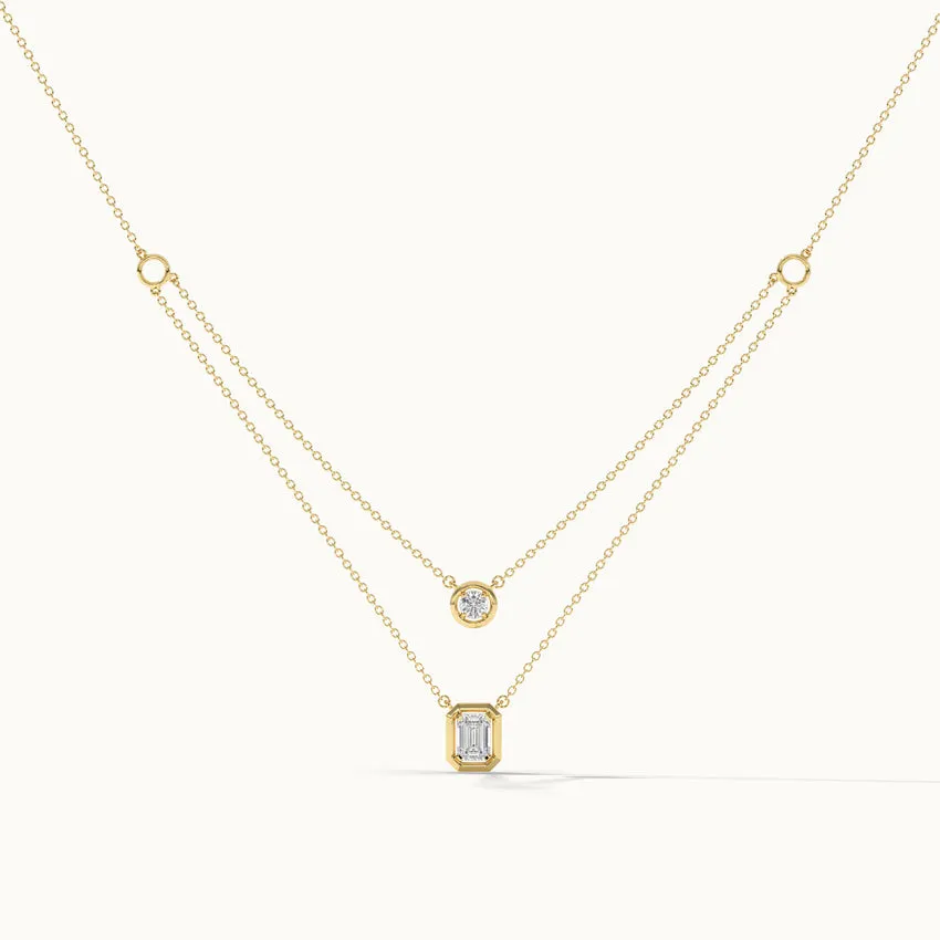 Double Layered Solitaire Necklace