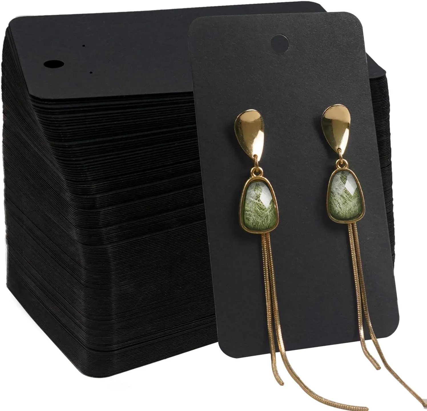 Earring Card Holder Earring Display Cards Hanging Earring, Kraft Paper Tags, 256 Pack, 3.5 x 2 Inches (Black)