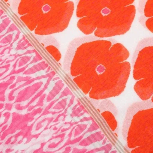 Eco Style Scarf | Floral Bohemian Orange & Pink