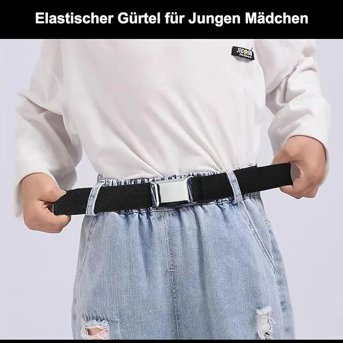 Furuising 5PCS Elastic Kids Belt, Adjustable Kids Belts with Flat Square Buckle, Stretch Toddler Belt for 2-15 Years Boys Girls School Trousers