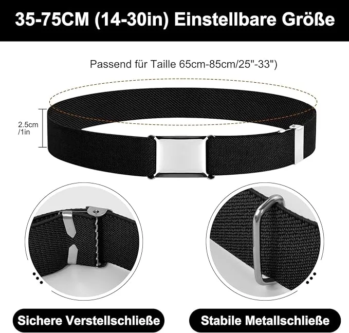 Furuising 5PCS Elastic Kids Belt, Adjustable Kids Belts with Flat Square Buckle, Stretch Toddler Belt for 2-15 Years Boys Girls School Trousers