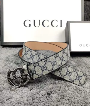 GCC Grey Color GC Print Leather Formal Men's Women's Waist Belt For Man Woman Or Girl Formal GC Spring Design Buckle Gift Belt GC-GG-400