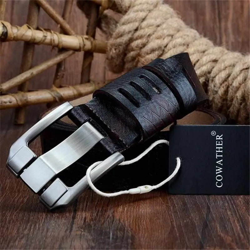 Genuine Luxury Leather Men Belts - Pin Buckle BIG SIZE 100-130cm 3.8 width
