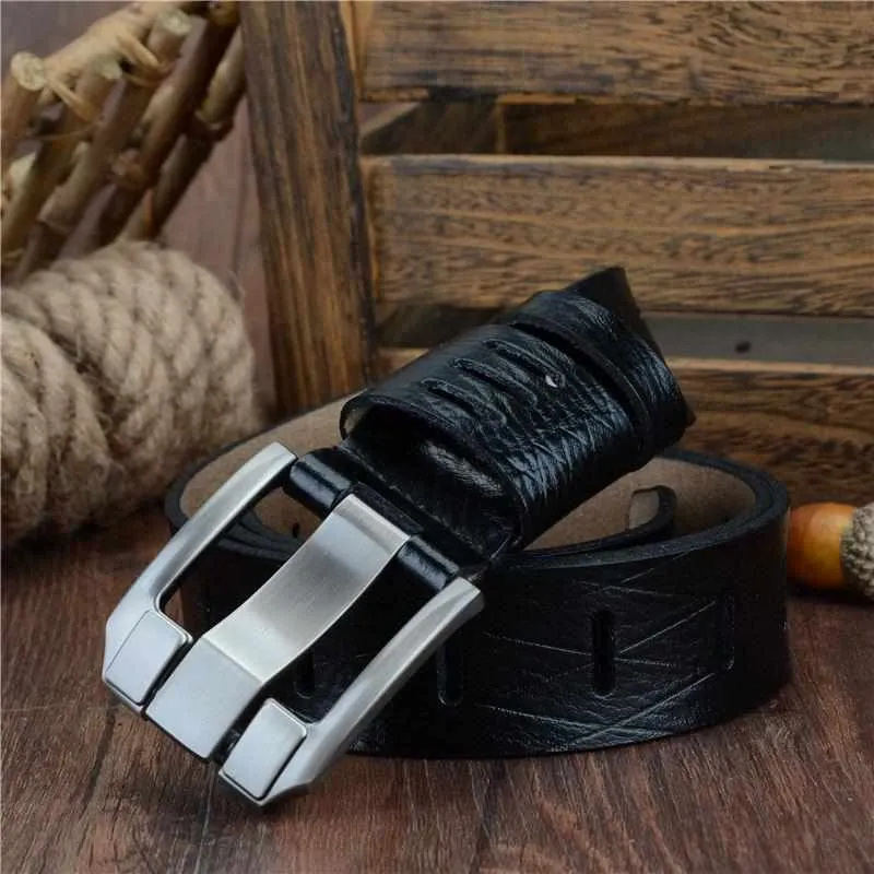 Genuine Luxury Leather Men Belts - Pin Buckle BIG SIZE 100-130cm 3.8 width
