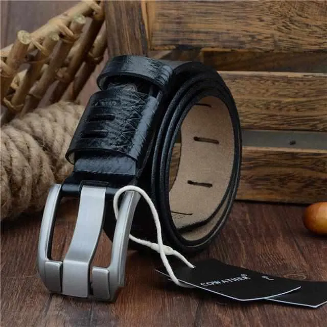 Genuine Luxury Leather Men Belts - Pin Buckle BIG SIZE 100-130cm 3.8 width
