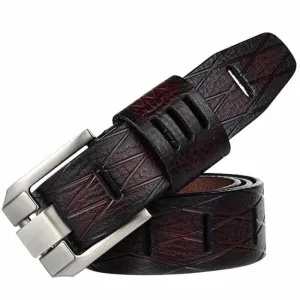 Genuine Luxury Leather Men Belts - Pin Buckle BIG SIZE 100-130cm 3.8 width