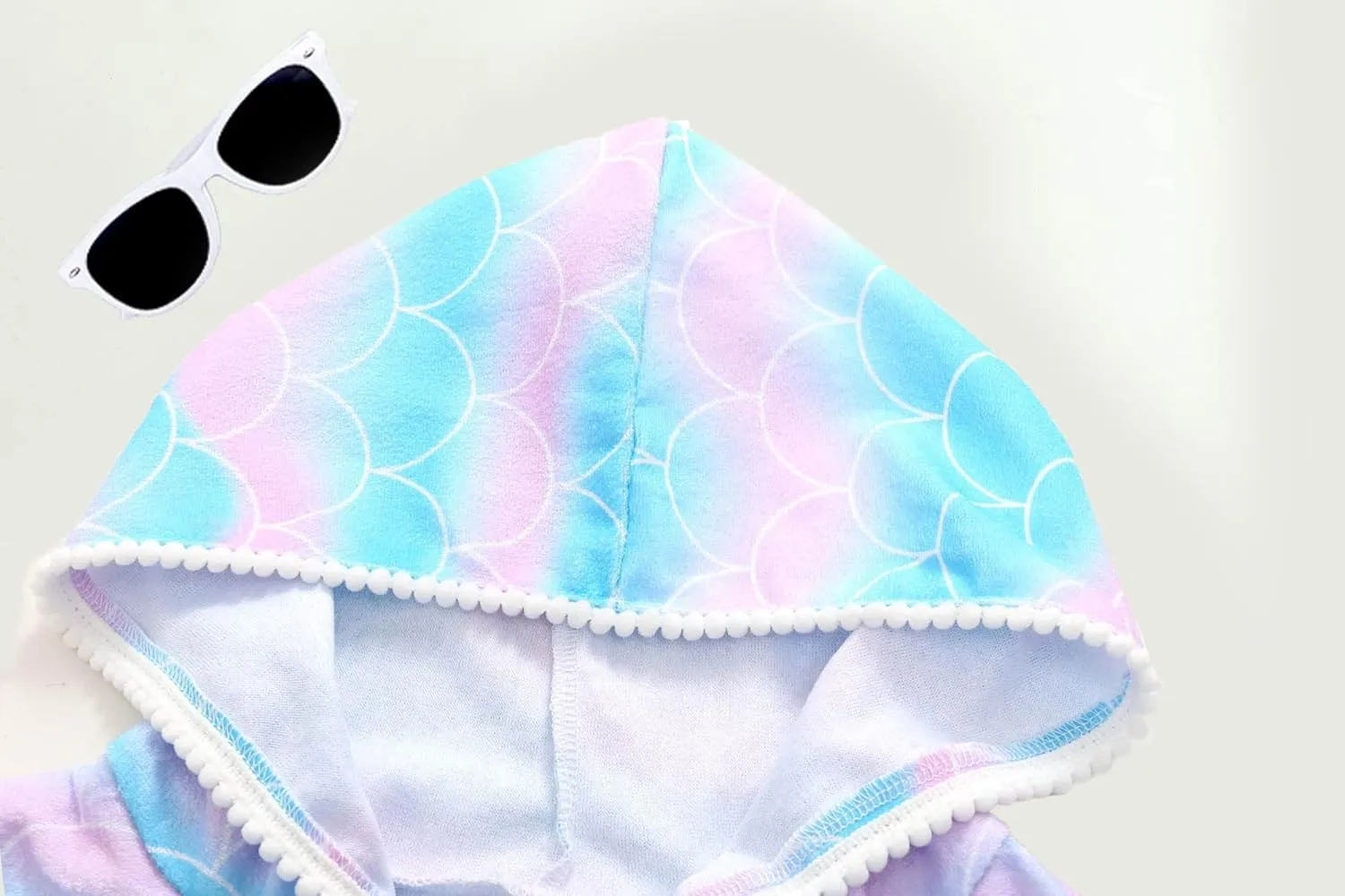 Girls Swim Cover Up Terry Swimsuit Coverup Kids Zip-Up Beach Pool Bathing Suit Wraps with Sunglasses