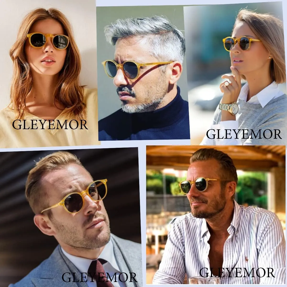 Gleyemor Vintage Polarized Sunglasses for Men Round Sunglasses UV400 Protection Retro Hand-crafted Acetate Frame