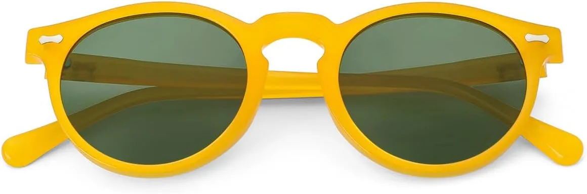 Gleyemor Vintage Polarized Sunglasses for Men Round Sunglasses UV400 Protection Retro Hand-crafted Acetate Frame
