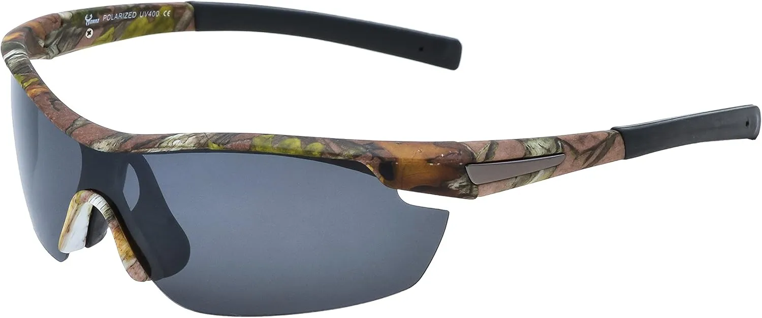 Hornz Polarized Sunglasses Men Camouflage Wrap Around Sport Frame Lightweight