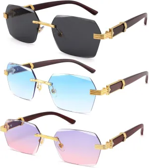 Hycredi Rimless Rectangle Sunglasses Men Women Retro Frameless Square Shade Y2k Sun Glasses Tinted Eyewear