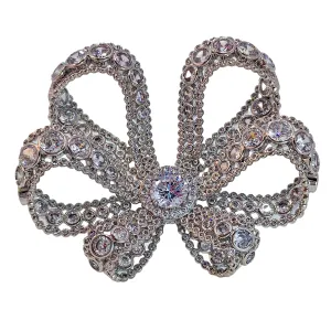 Jewelblings Victorian Vintage Cubic Zircon Trio Ribbon Bow Brooch Pin Sparkle Queen Bowtie Women Corsage Blazer Suit Outfit Dress Jewelry