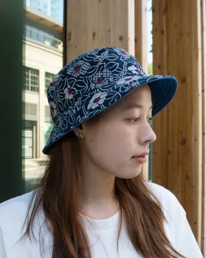 Kiriko Original Indigo Bucket Hat, Reversible, Indigo Tsubaki Denim