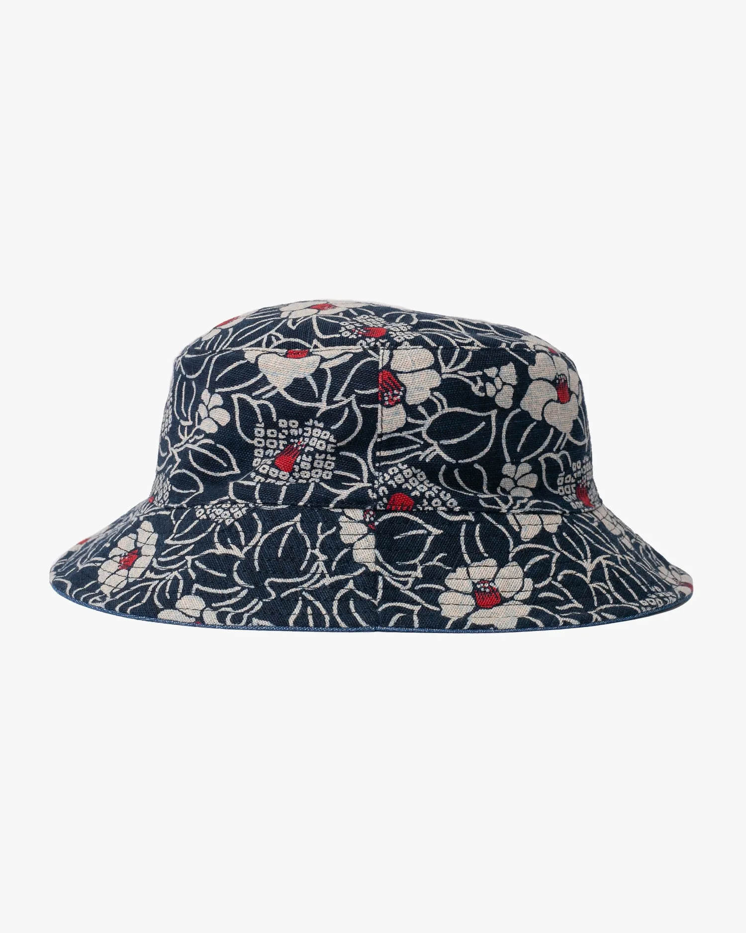 Kiriko Original Indigo Bucket Hat, Reversible, Indigo Tsubaki Denim