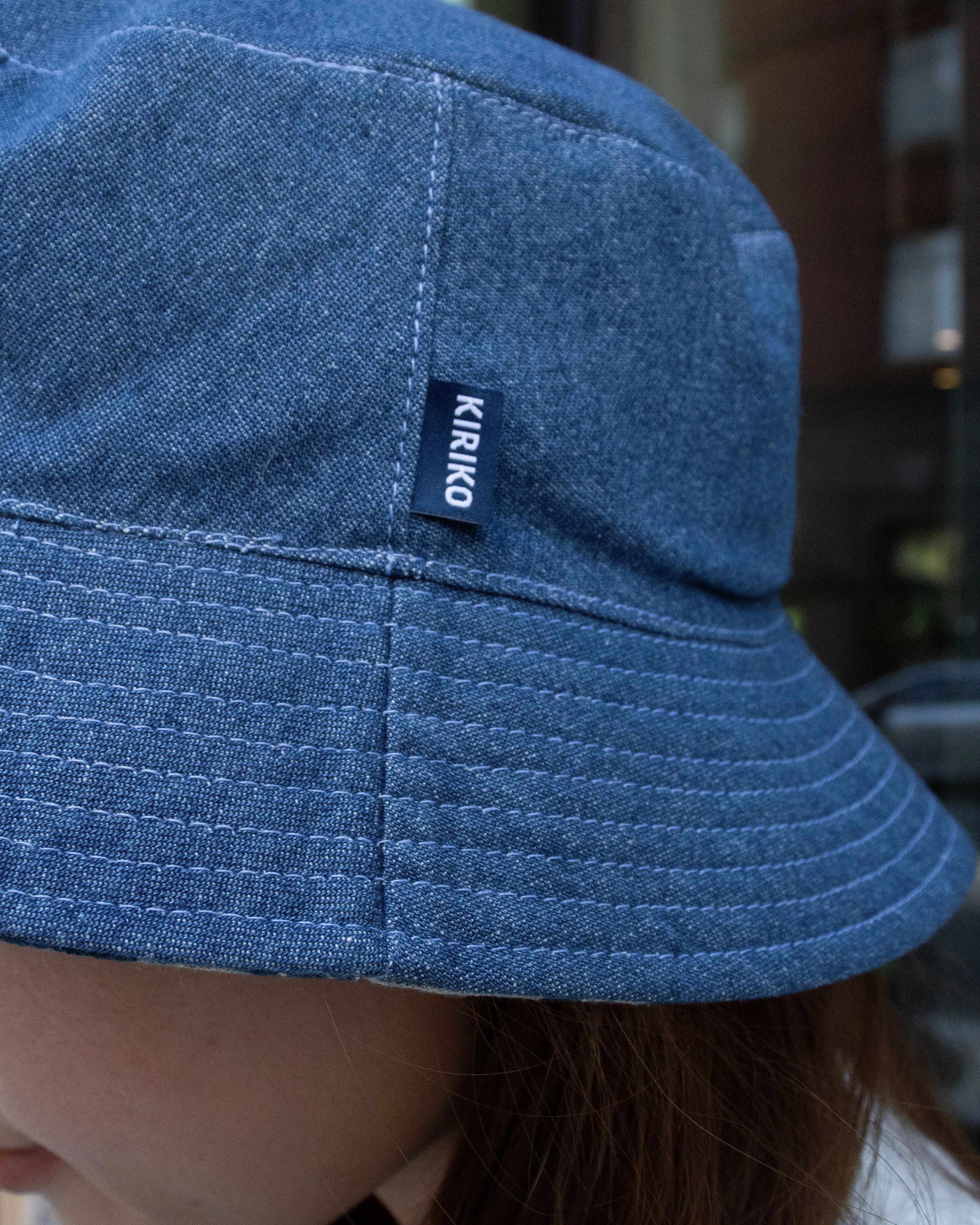 Kiriko Original Indigo Bucket Hat, Reversible, Indigo Tsubaki Denim