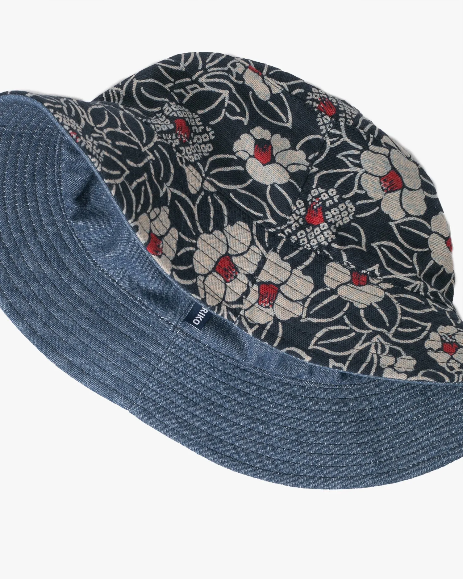 Kiriko Original Indigo Bucket Hat, Reversible, Indigo Tsubaki Denim