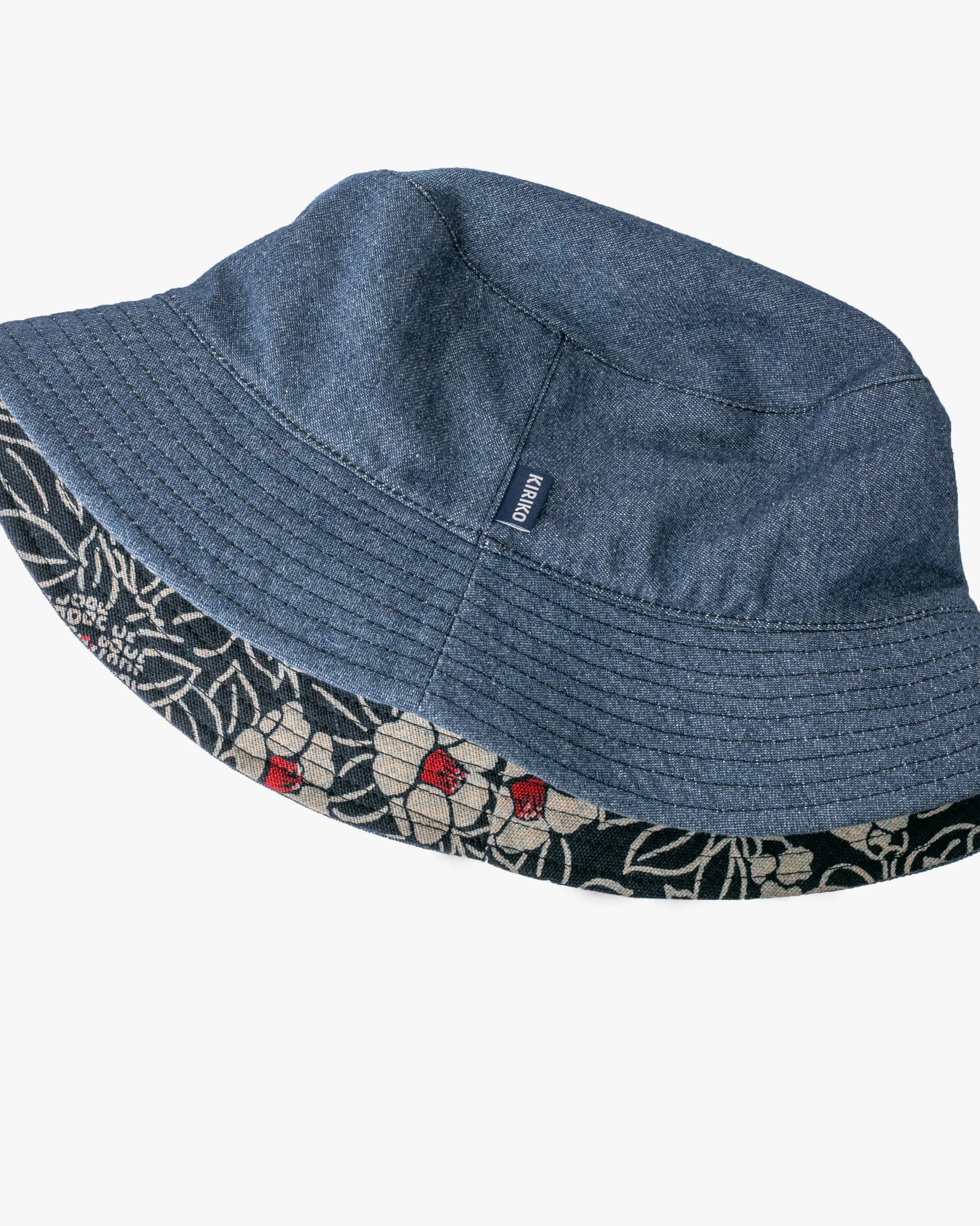 Kiriko Original Indigo Bucket Hat, Reversible, Indigo Tsubaki Denim