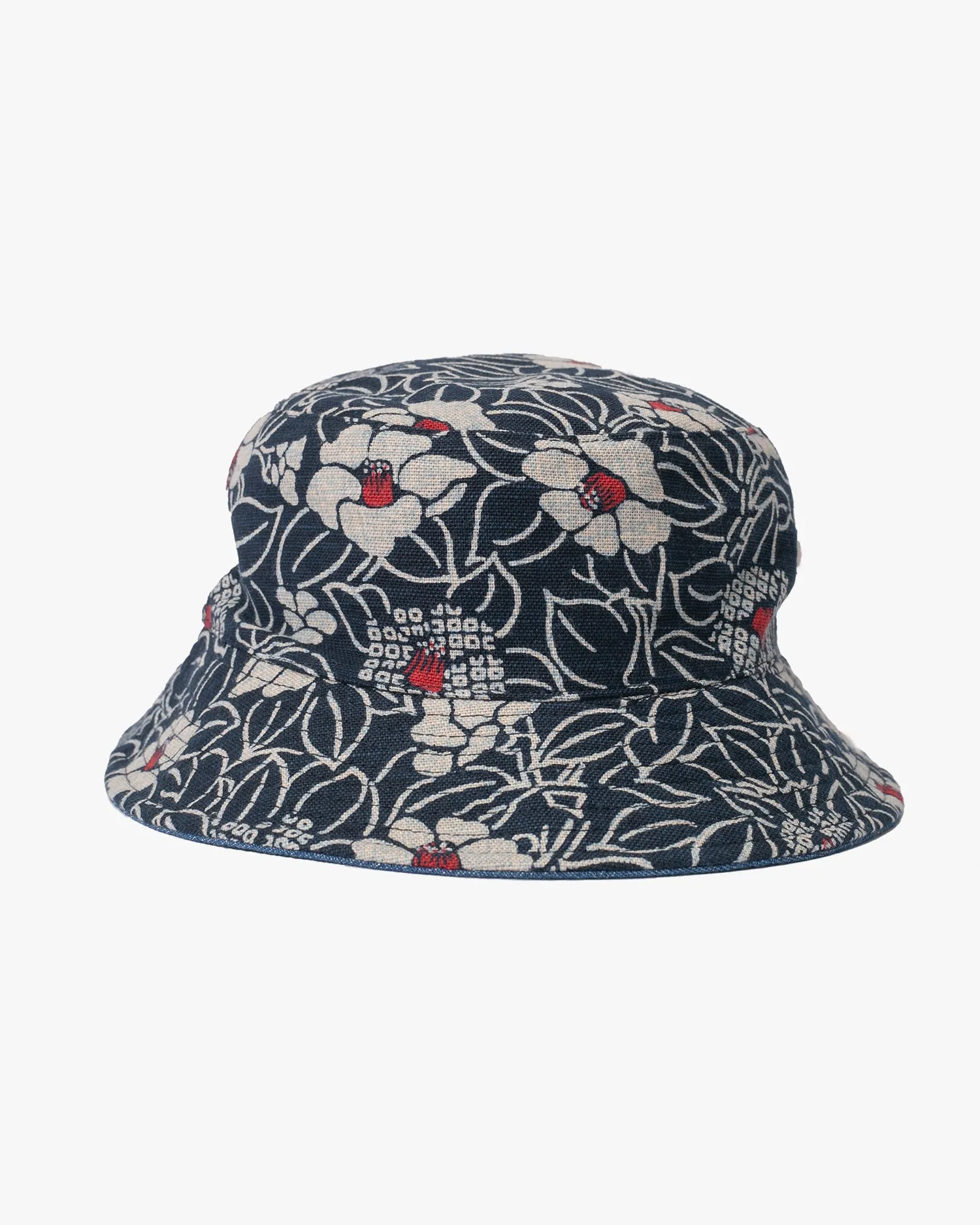 Kiriko Original Indigo Bucket Hat, Reversible, Indigo Tsubaki Denim