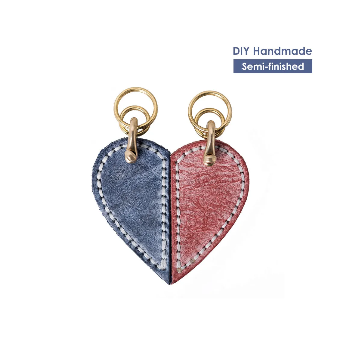 Leather Couple Loving Heart Keychain DIY Kits