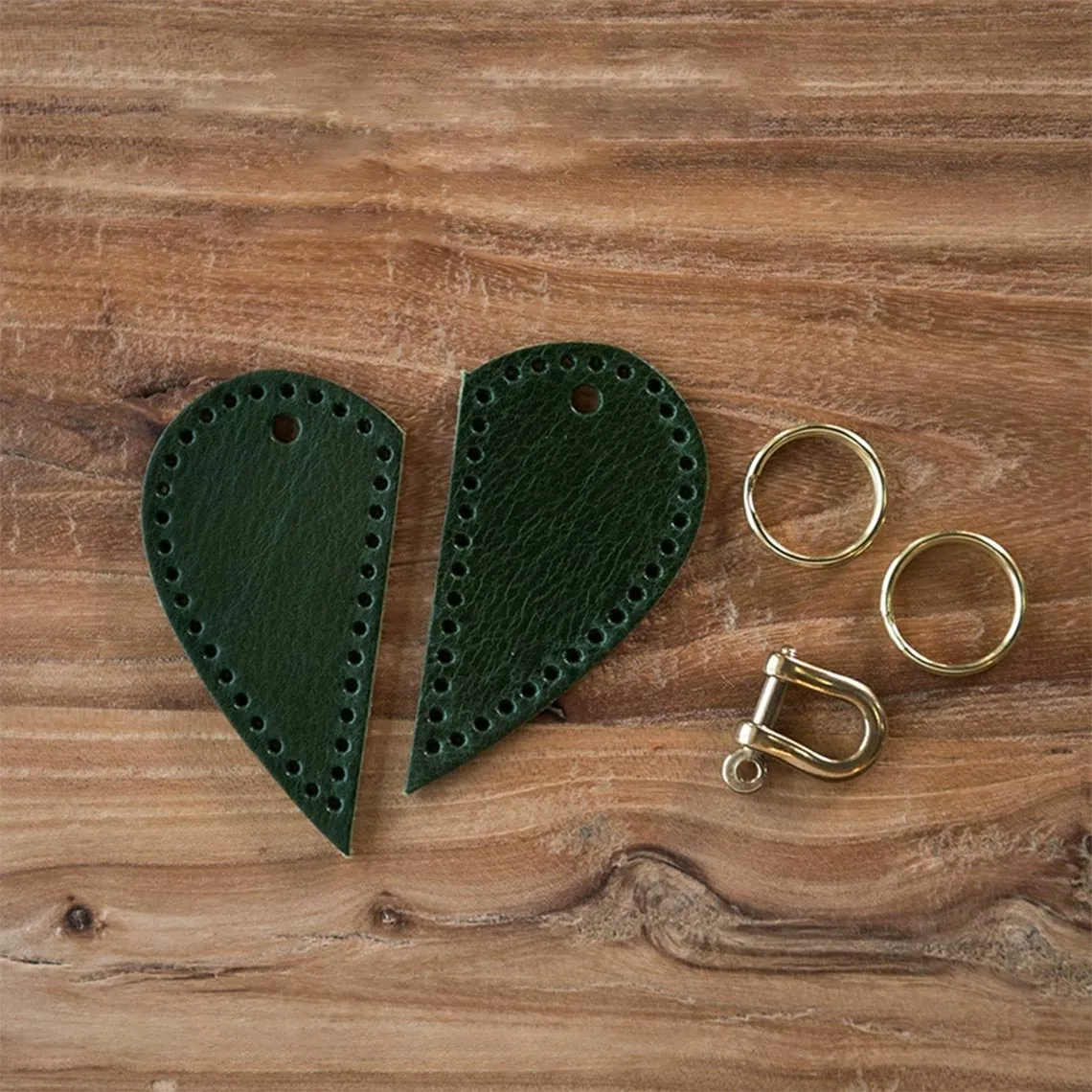 Leather Couple Loving Heart Keychain DIY Kits