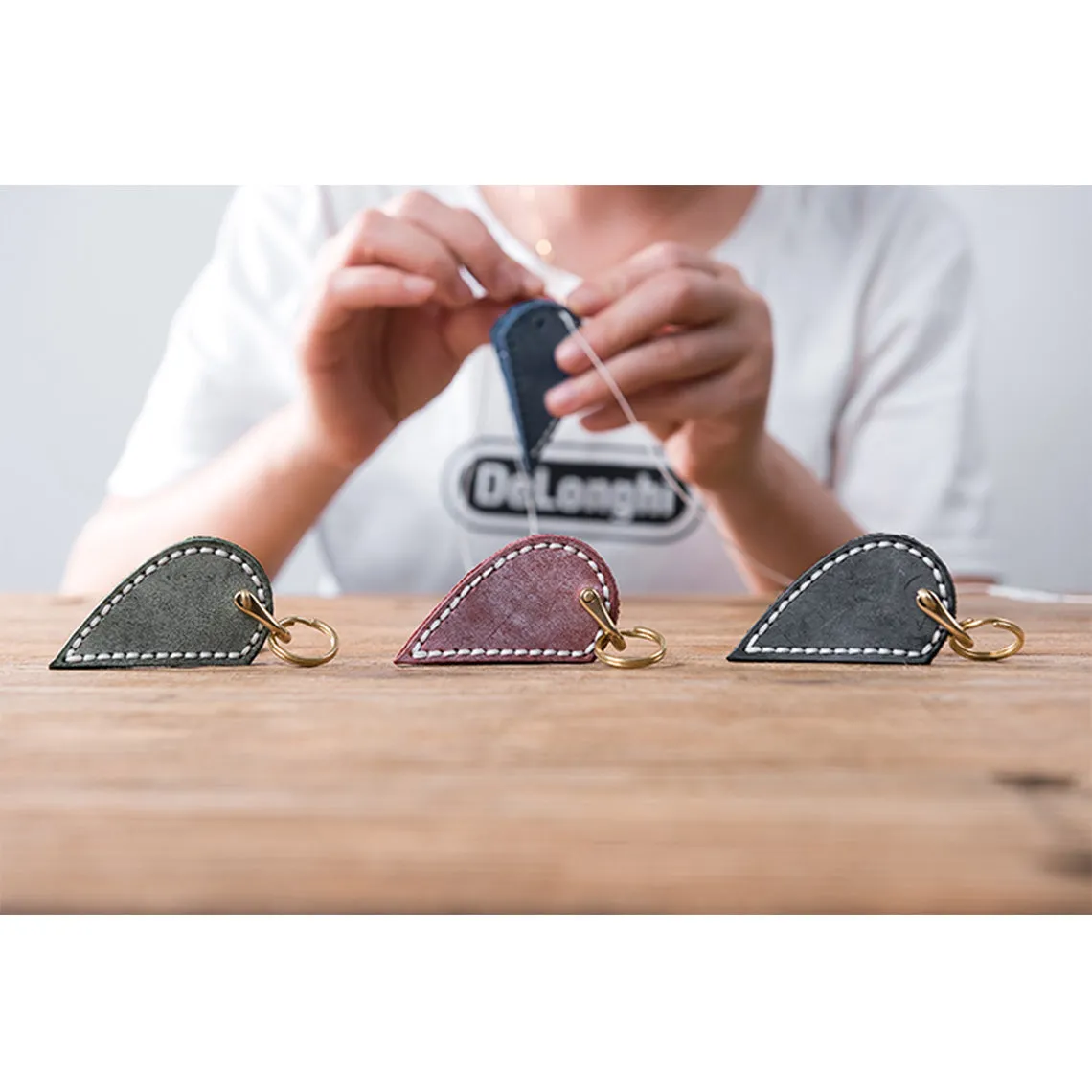 Leather Couple Loving Heart Keychain DIY Kits