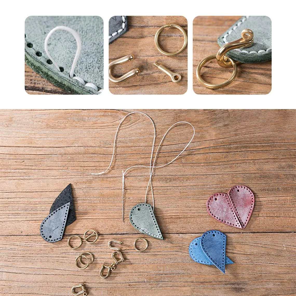 Leather Couple Loving Heart Keychain DIY Kits