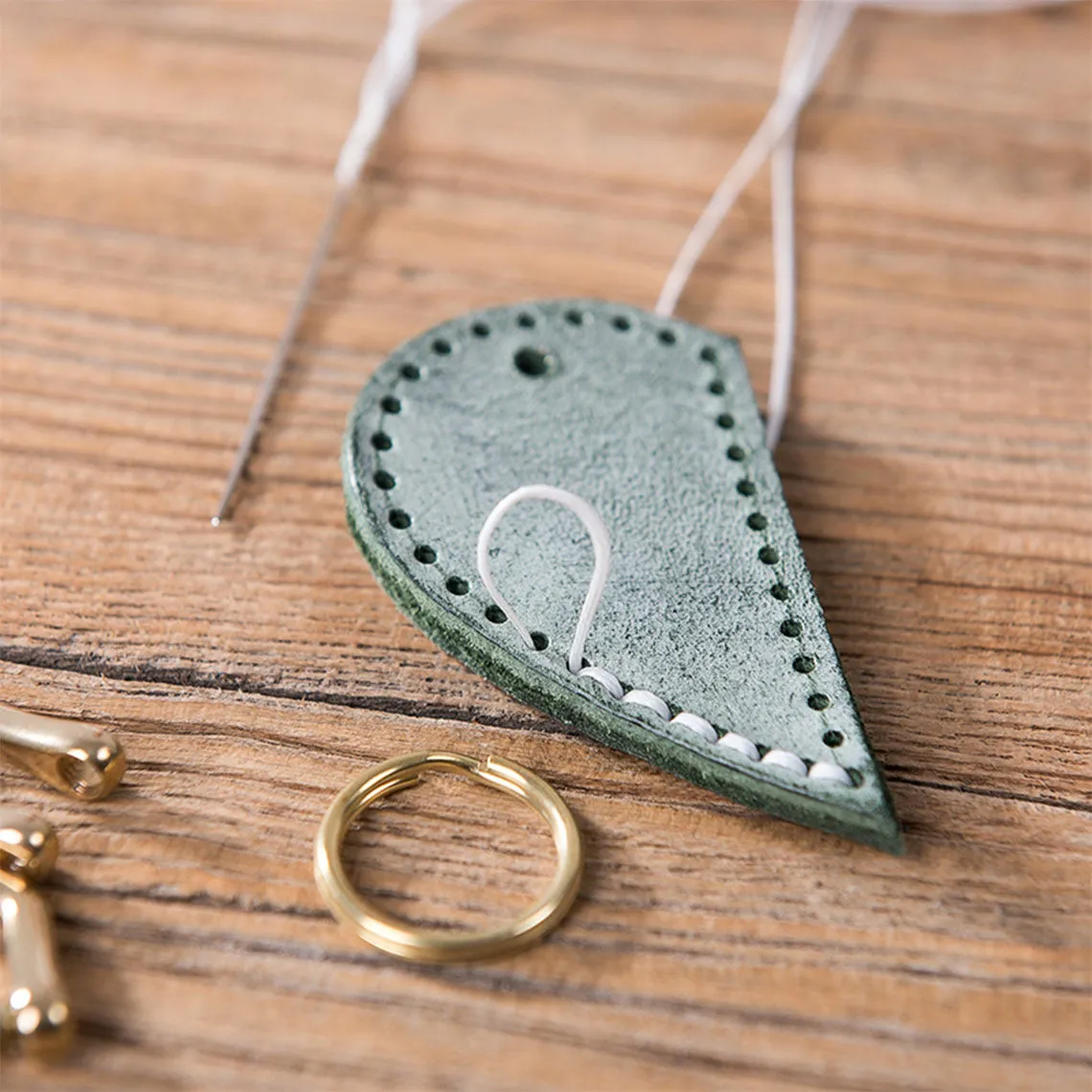 Leather Couple Loving Heart Keychain DIY Kits