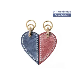 Leather Couple Loving Heart Keychain DIY Kits