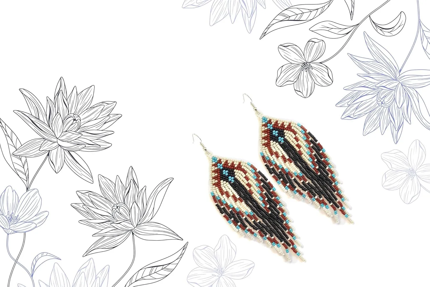 Long Beaded Dangle Earrings  Boho Native Handmade Seed Bead Tassel Bohemian Large Statement Drop Fringes for Women