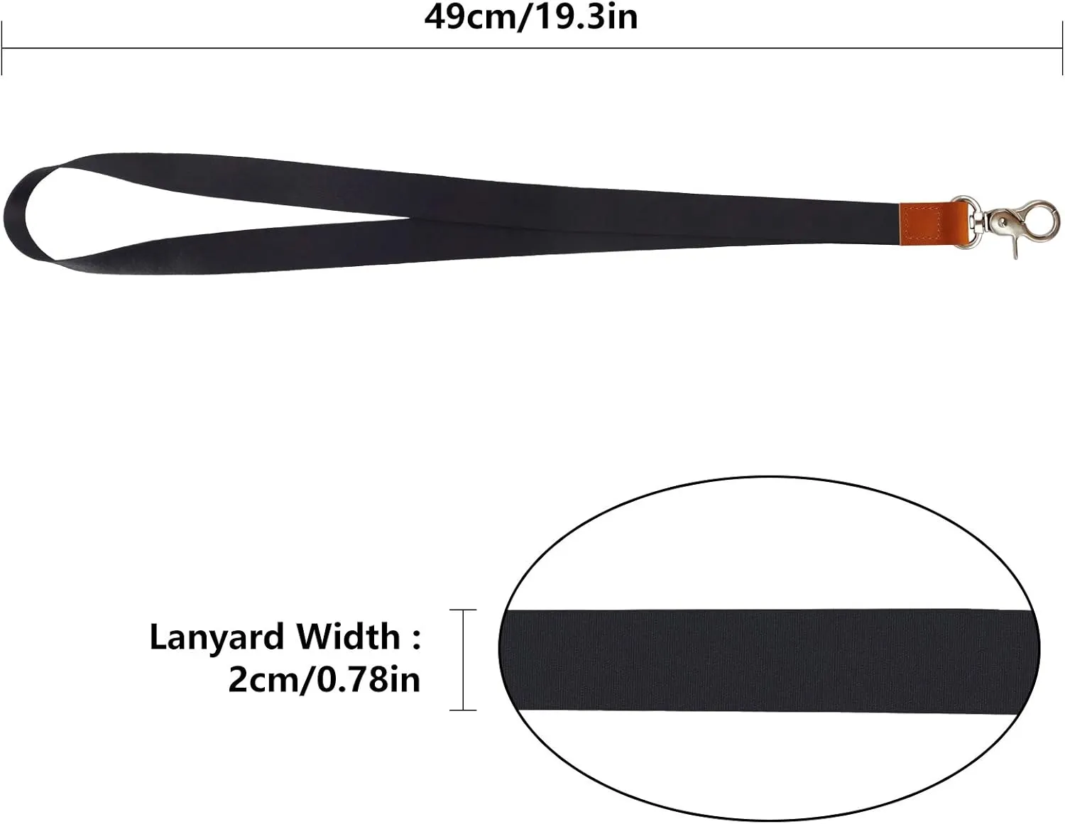 Long Neck Lanyard Leather Keychains with Metal Clasp, Sturdy Durable Women Men Id Badge Lanyard, Neck Lanyard Strap Ideal for Car Keys, Card Holder, Whistle, Keychain, Wallet
