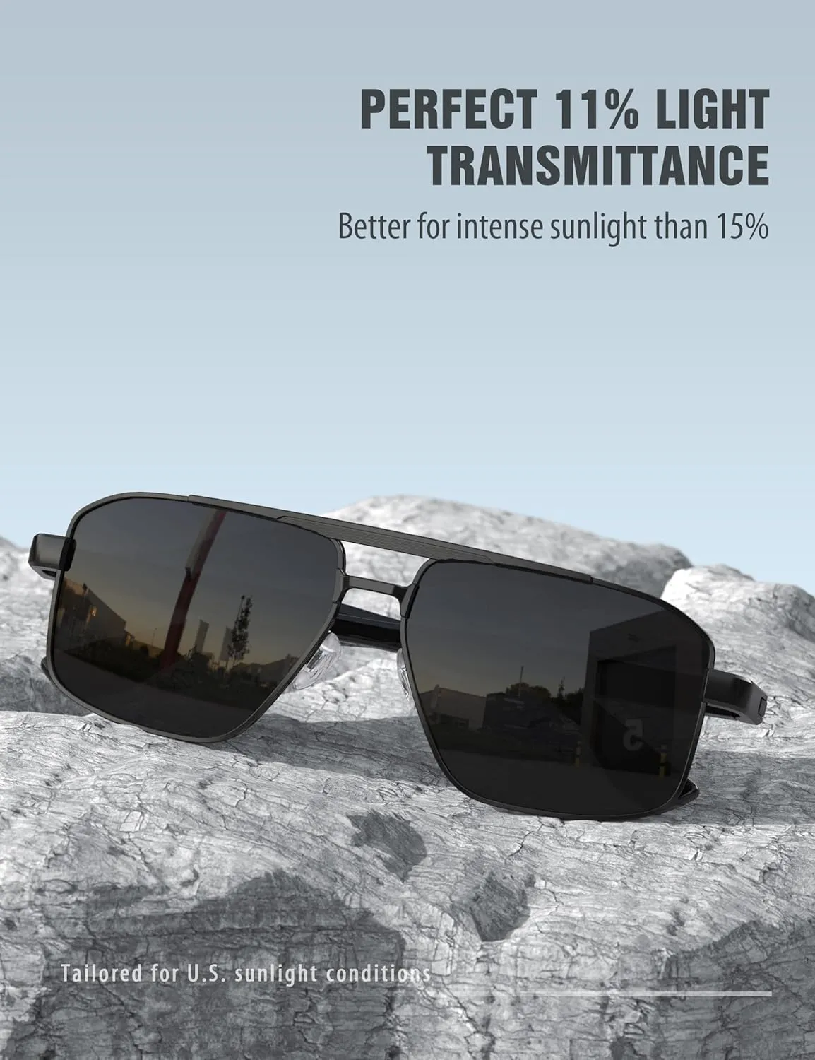 LUENX Aviator Sunglasses for Men Retro Square Polarized Polygon Shades UV 400 Protection