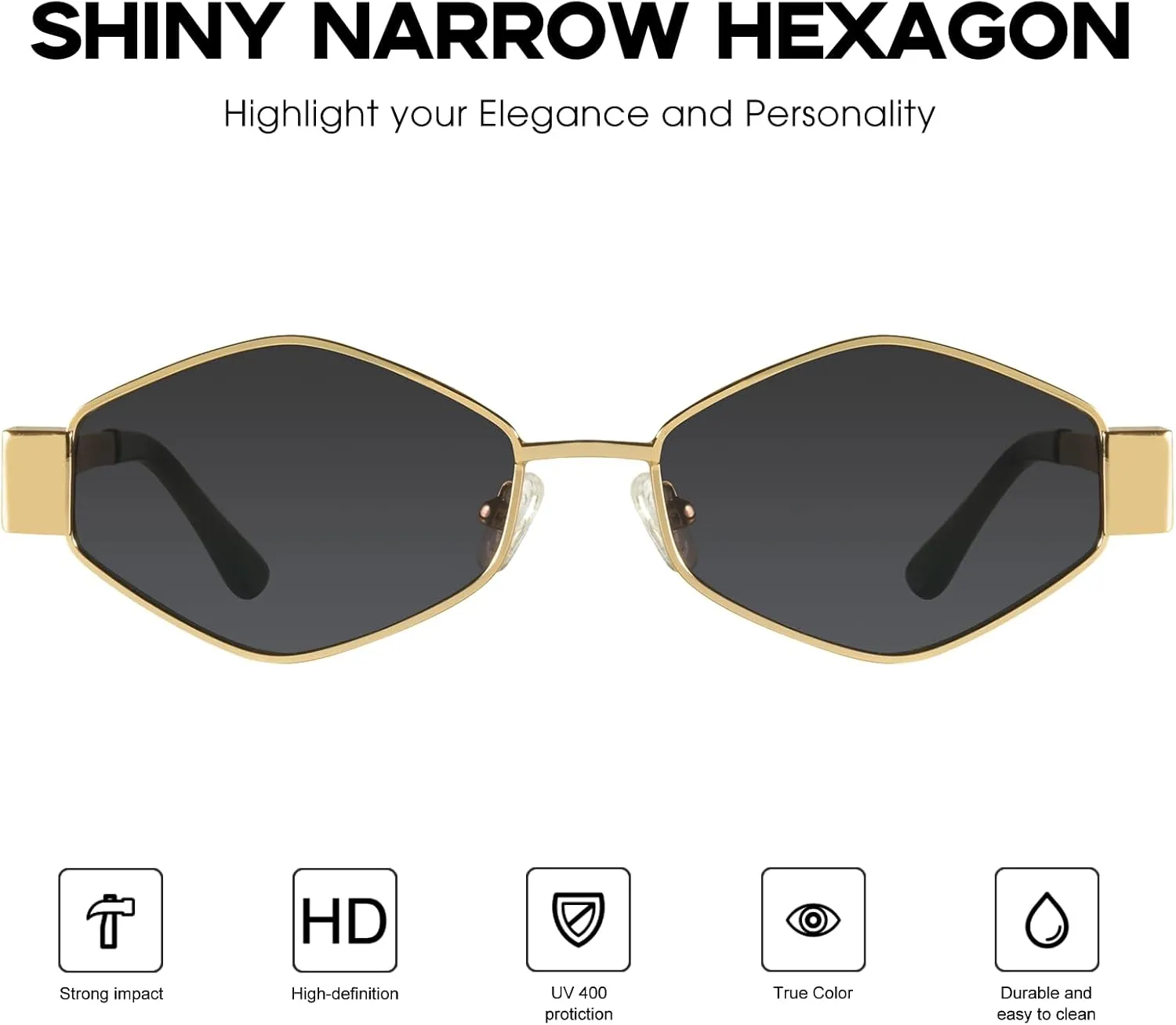 mosanana Trendy Hexagon Metal Sunglasses for Women Small Retro Style MS52475