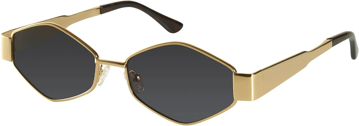 mosanana Trendy Hexagon Metal Sunglasses for Women Small Retro Style MS52475