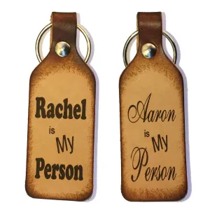 My Person with Custom Names Leather Keychains (Pair)